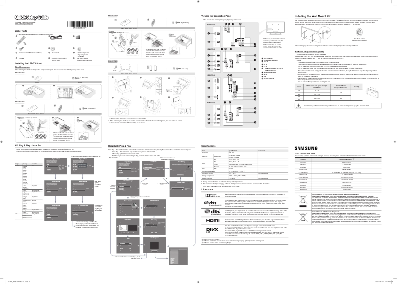 Page 1 de la notice Guide de démarrage rapide Samsung HG32EE460SK