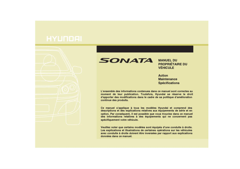 Image de la première page du manuel de l'appareil Sonata (2008)