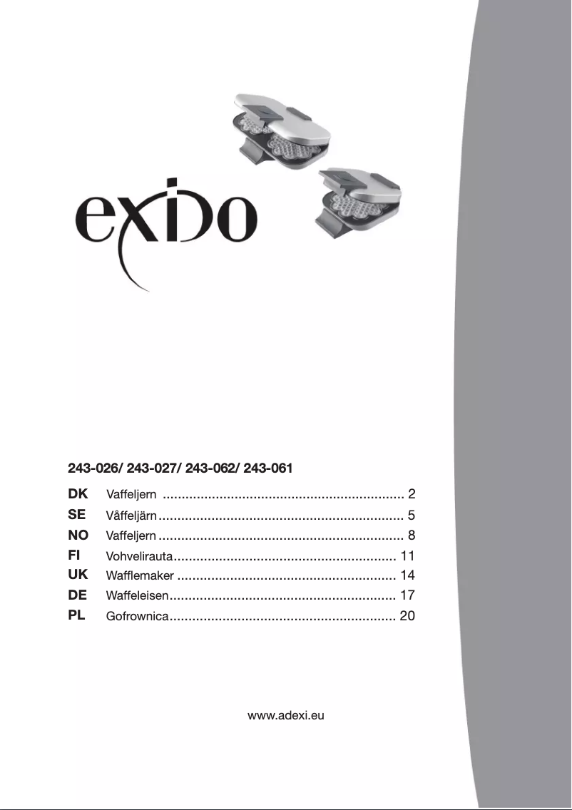 Page n°1 - Manuel utilisateur Exido 243-062