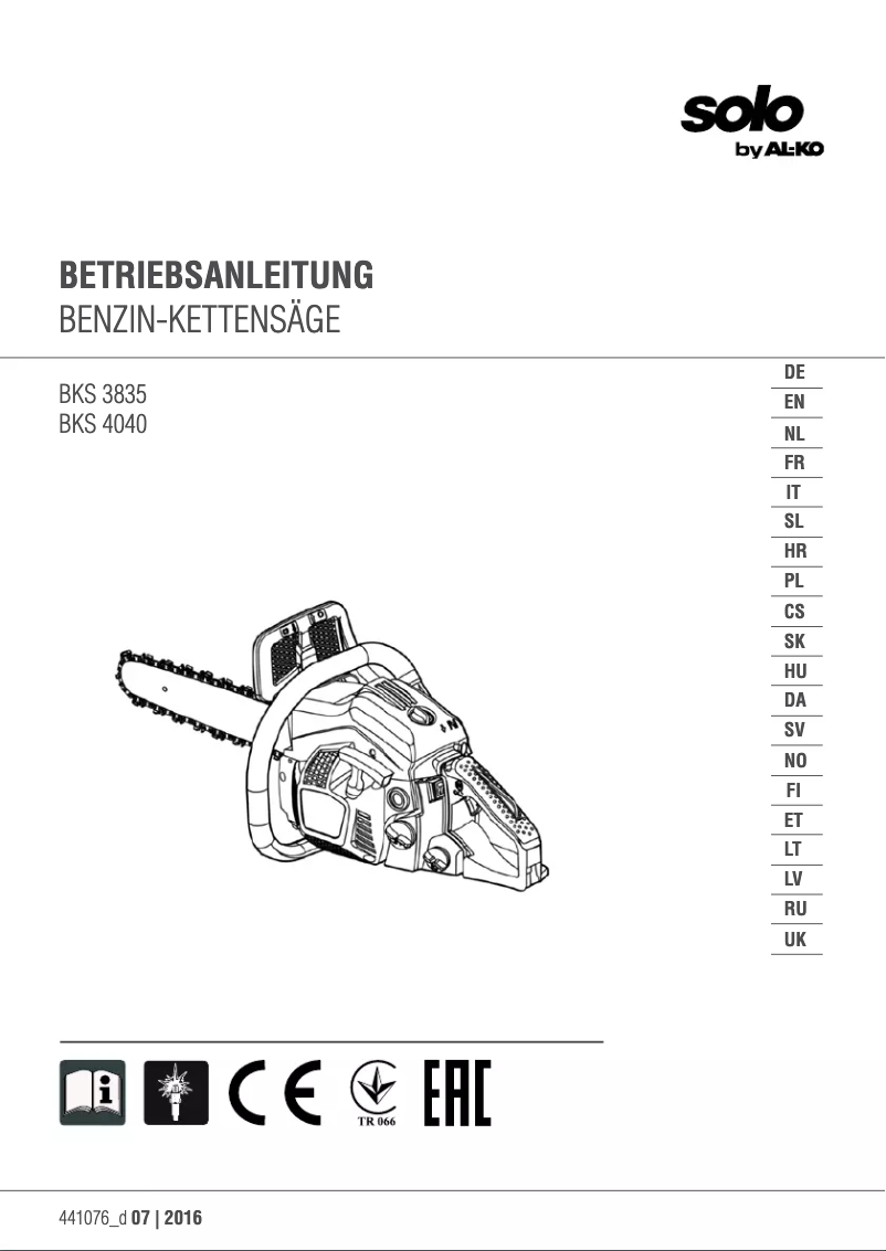 Image de la première page du manuel de l'appareil BKS 3835