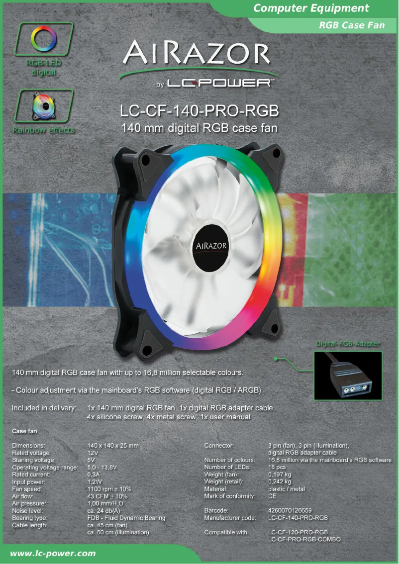 Image de la première page du manuel de l'appareil LC-CF-140-PRO-RGB