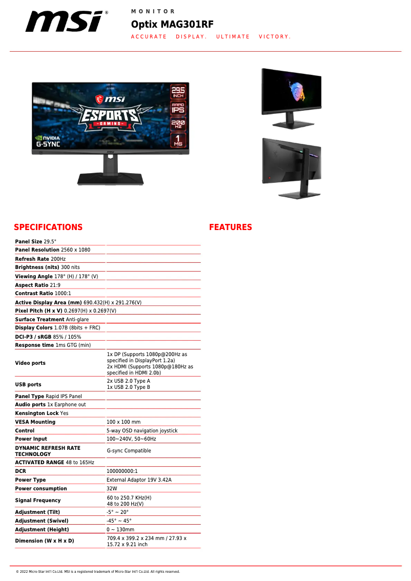 Imagen de la primera página del manual del dispositivo Optix MAG301RF