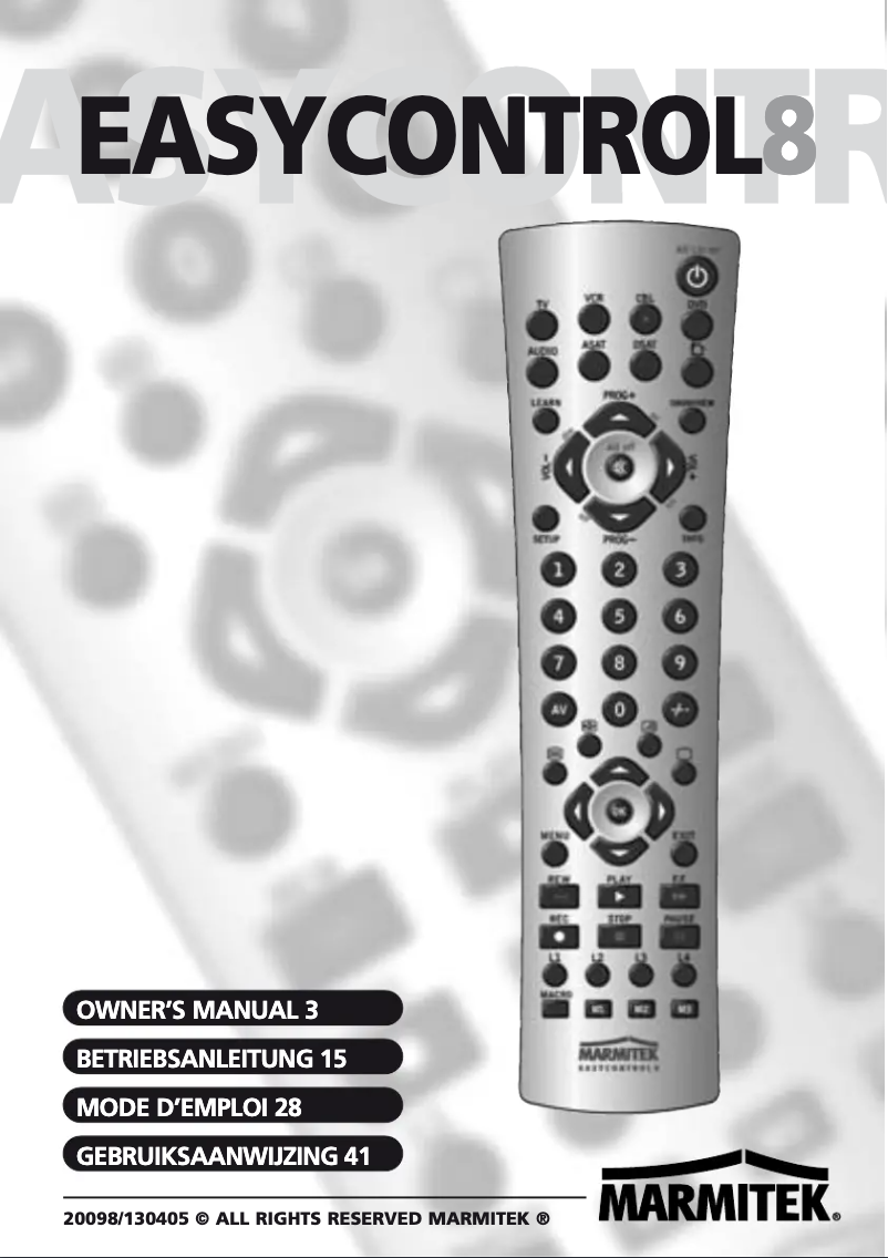 Image de la première page du manuel de l'appareil EasyControl 8 RF