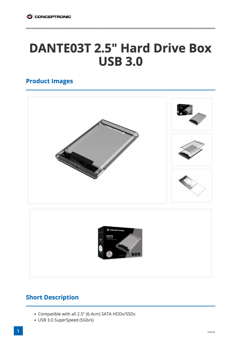 Page n°1 - Manuel utilisateur Conceptronic DANTE03T