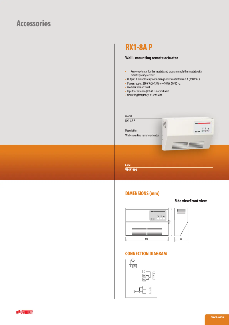 Image de la première page du manuel de l'appareil RX1-8A P