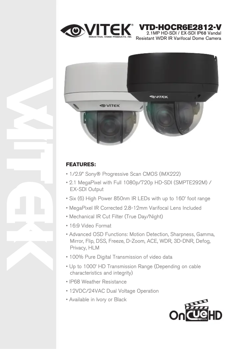 Page n°1 - Manuel utilisateur Vitek VTD-HOCR6E2812V