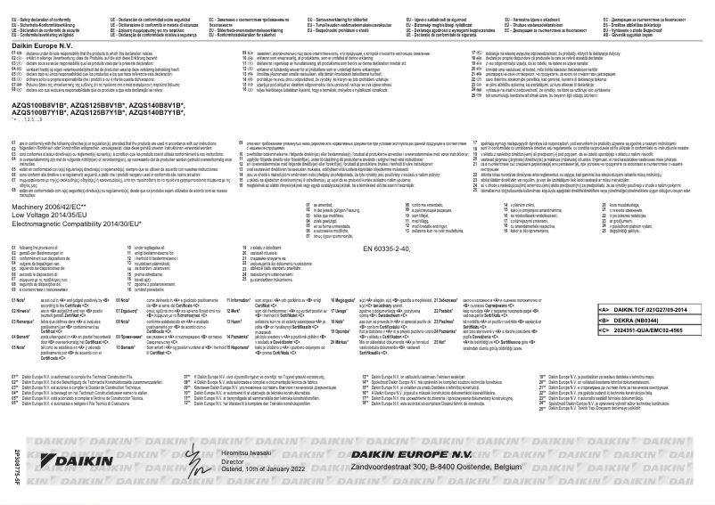 Page 1 de la notice Guide d'installation Daikin AZQS100B7Y1B