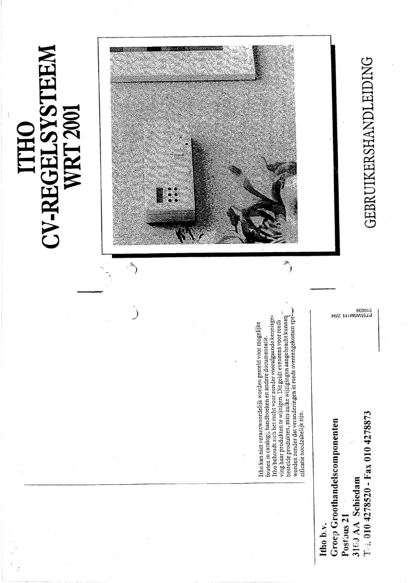 Página 1 del manual Manual de usuario Itho WRT 2001