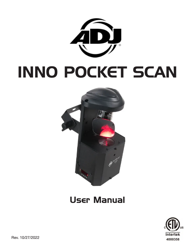 Page n°1 - Manuel utilisateur American DJ Inno Pocket Scan