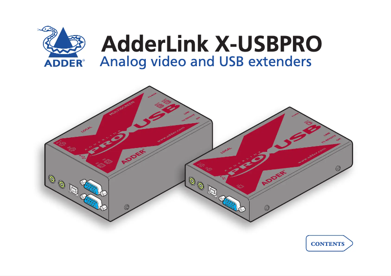 Image de la première page du manuel de l'appareil ADDERLink X-USB PRO