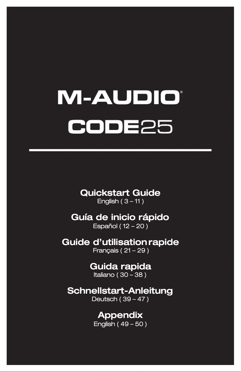 Page n°1 - Manuel utilisateur M-Audio Code 25