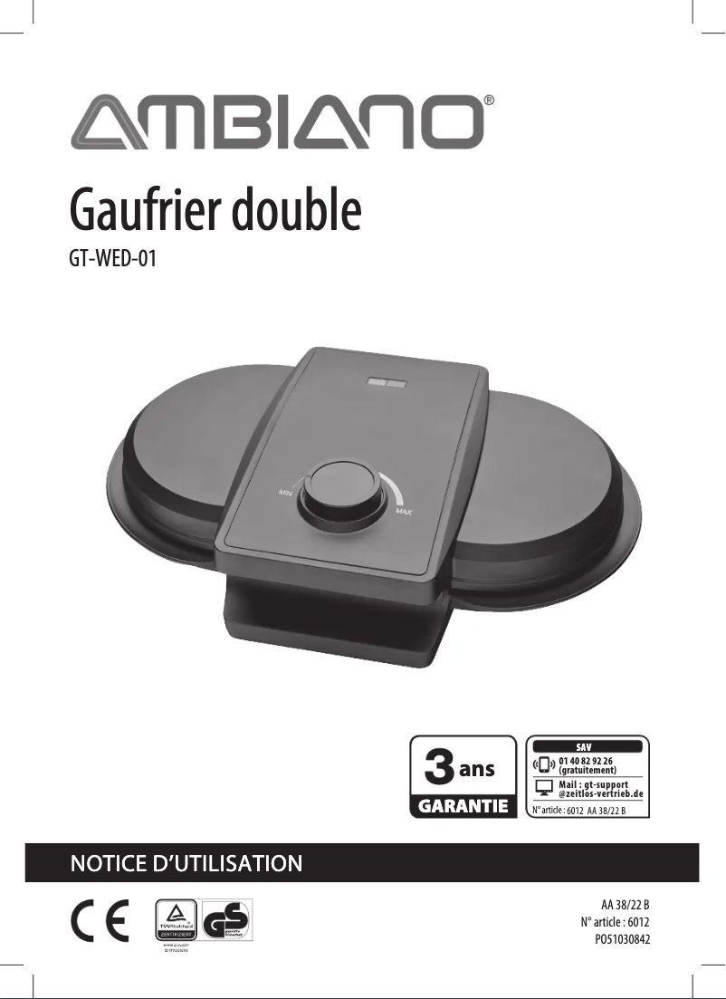 Image de la première page du manuel de l'appareil GT-WED-01