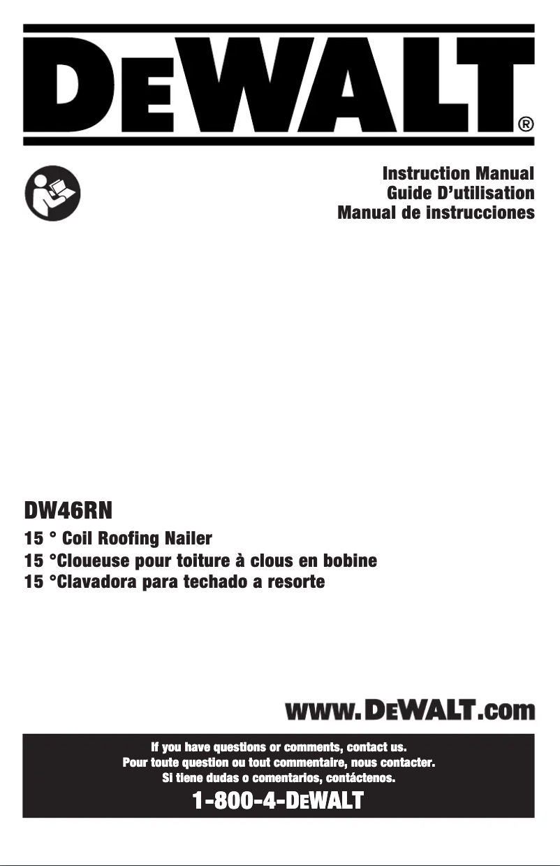 Page 1 de la notice Manuel utilisateur DeWalt DW46RN