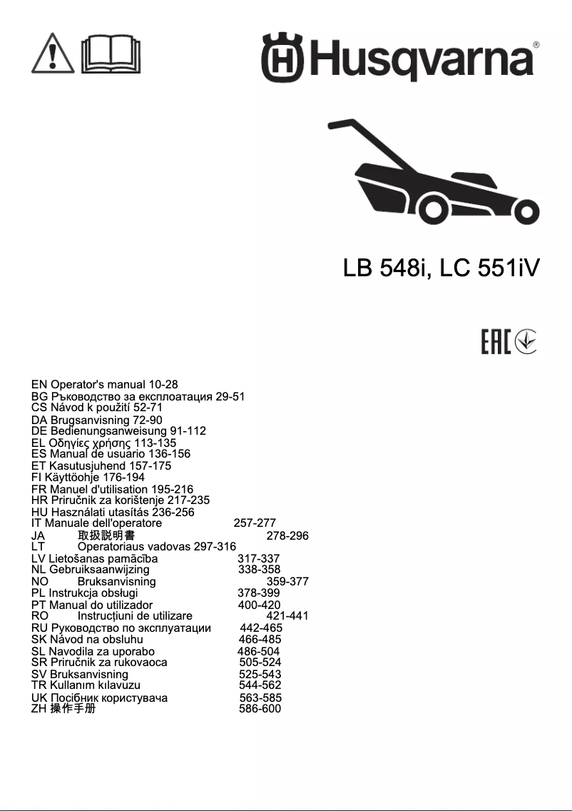 Page n°1 - Manuel utilisateur Husqvarna LC 151