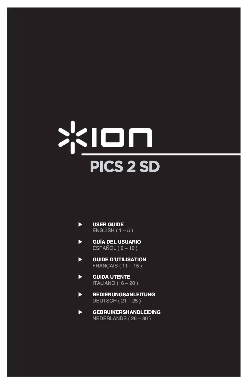 Page 1 de la notice Manuel utilisateur ION PICS 2 SD