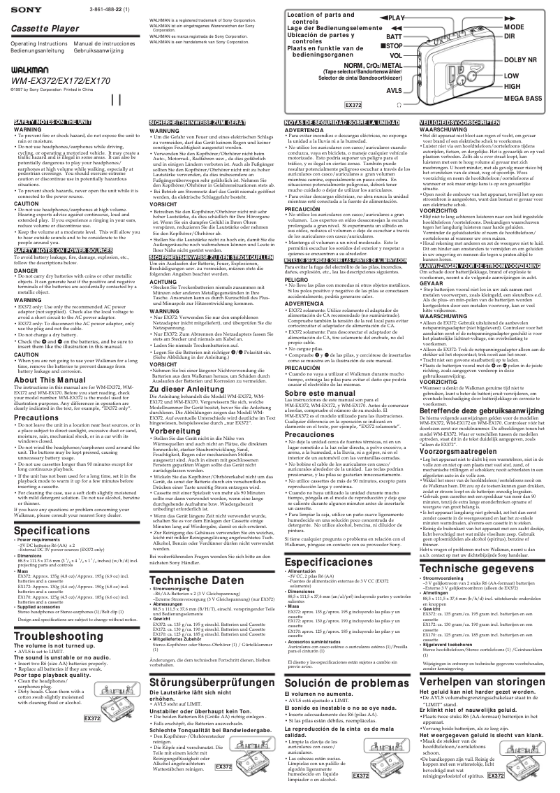 Image de la première page du manuel de l'appareil WM-EX372