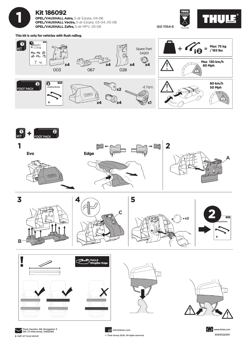 Page 1 de la notice Manuel utilisateur Thule Kit 186092