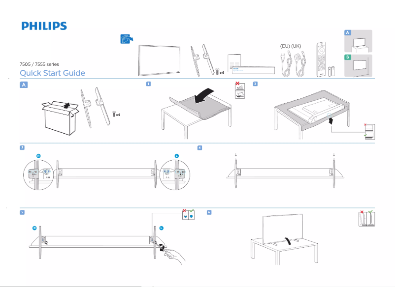 Page 1 de la notice Guide de démarrage rapide Philips 50PUS7505