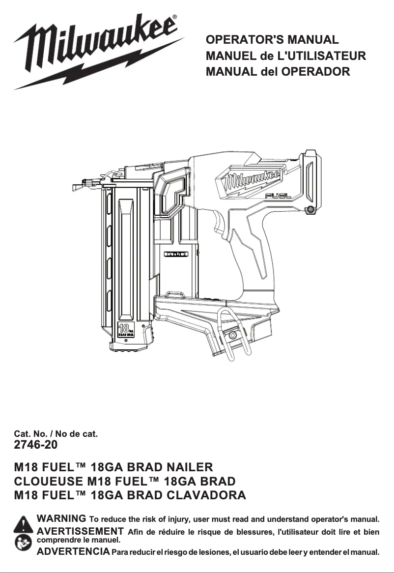 Image de la première page du manuel de l'appareil M18 Fuel 2746-21CT