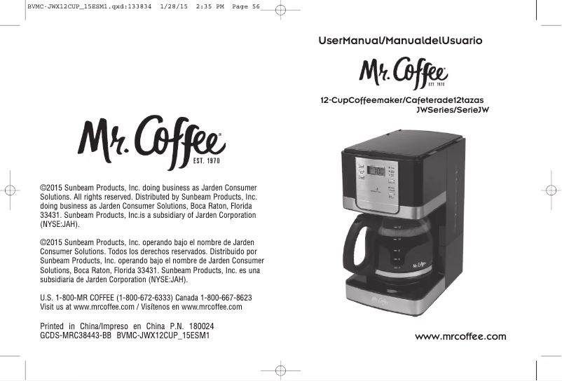 Image de la première page du manuel de l'appareil Advanced Brew JWX27