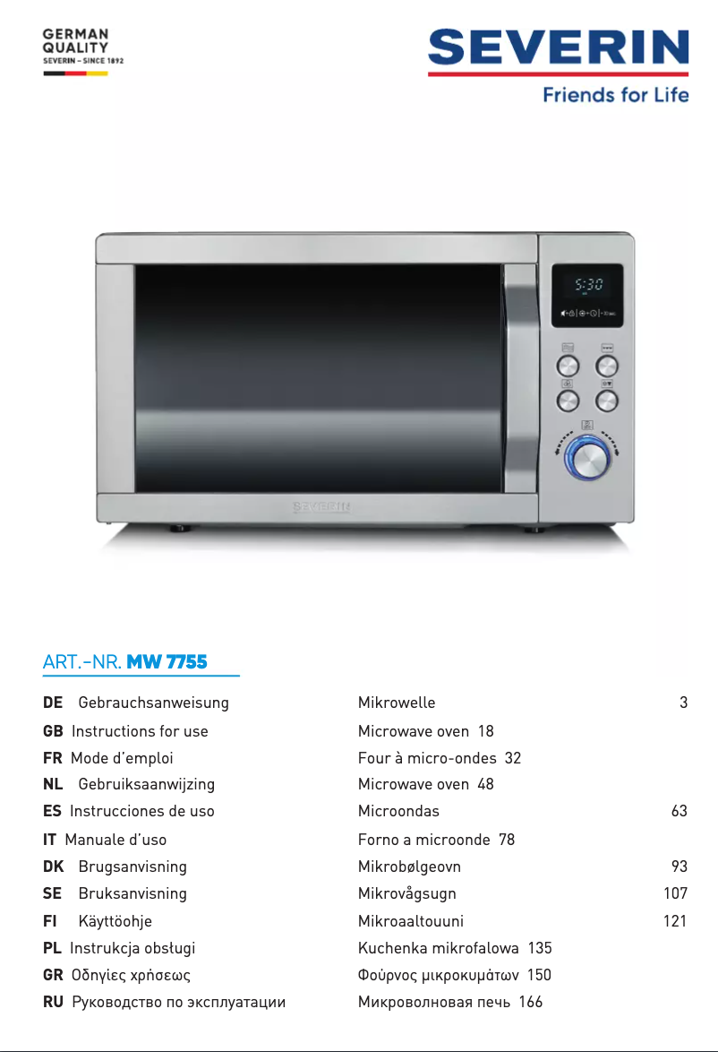 Página 1 del manual Manual de usuario Severin MW 7755