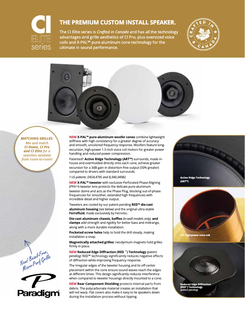 Page n°1 - Fiche technique Paradigm CI Elite E80-IW