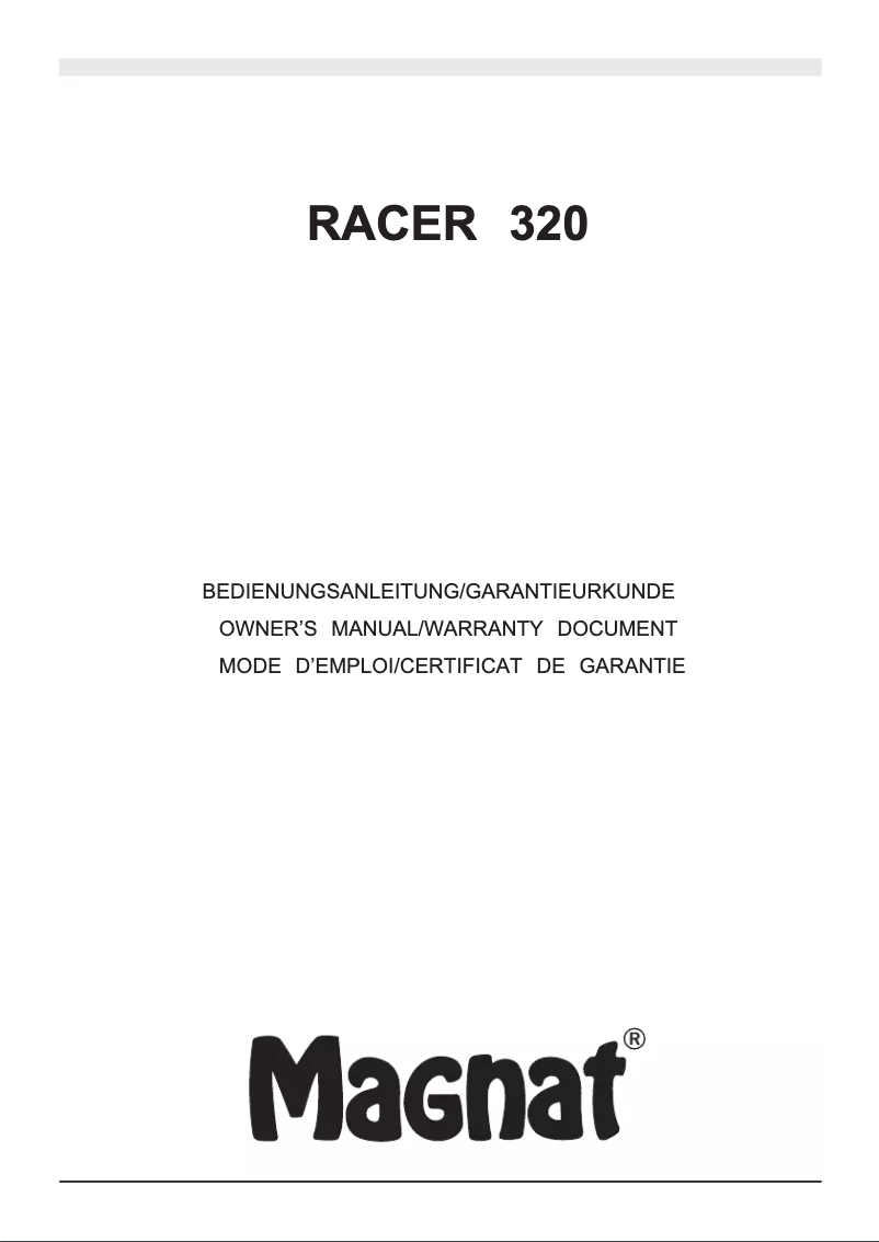 Image de la première page du manuel de l'appareil Racer 320