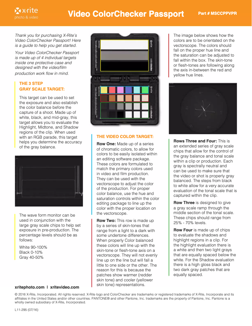 Page n°1 - Manuel utilisateur X-Rite Video ColorChecker Passport