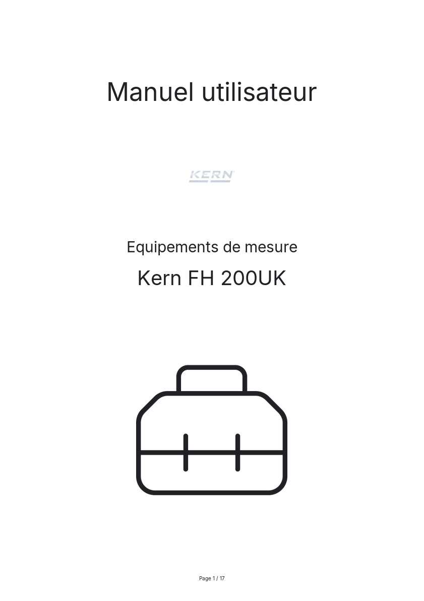 Page n°1 - Manuel utilisateur Kern FH 200UK