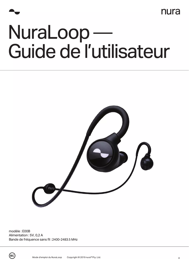 Image de la première page du manuel de l'appareil NuraLoop