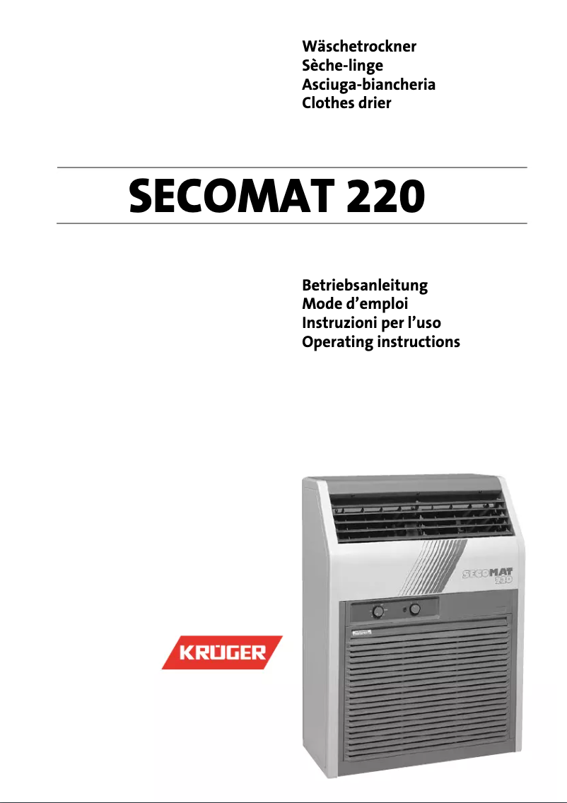 Page n°1 - Manuel utilisateur Krüger Secomat 220