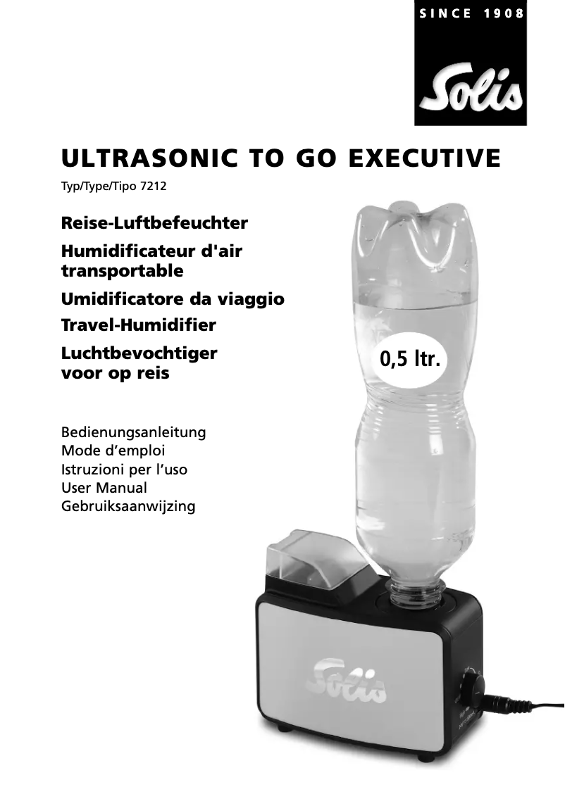 Page 1 de la notice Manuel utilisateur Solis Ultrasonic To Go Executive 7212