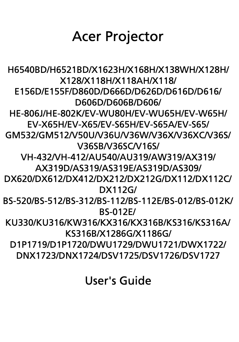 Page 1 de la notice Manuel utilisateur Acer H6521BD