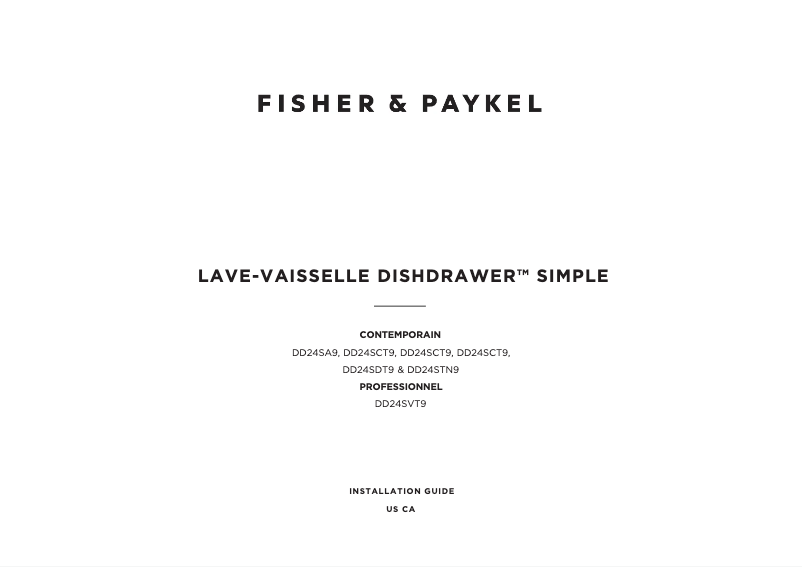Page n°1 - Guide d'installation Fisher & Paykel DD24ST4NX9
