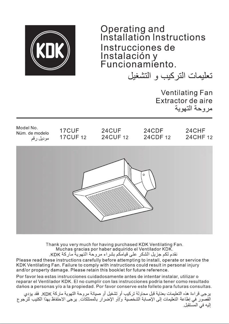 Page 1 de la notice Manuel utilisateur KDK 24CDF