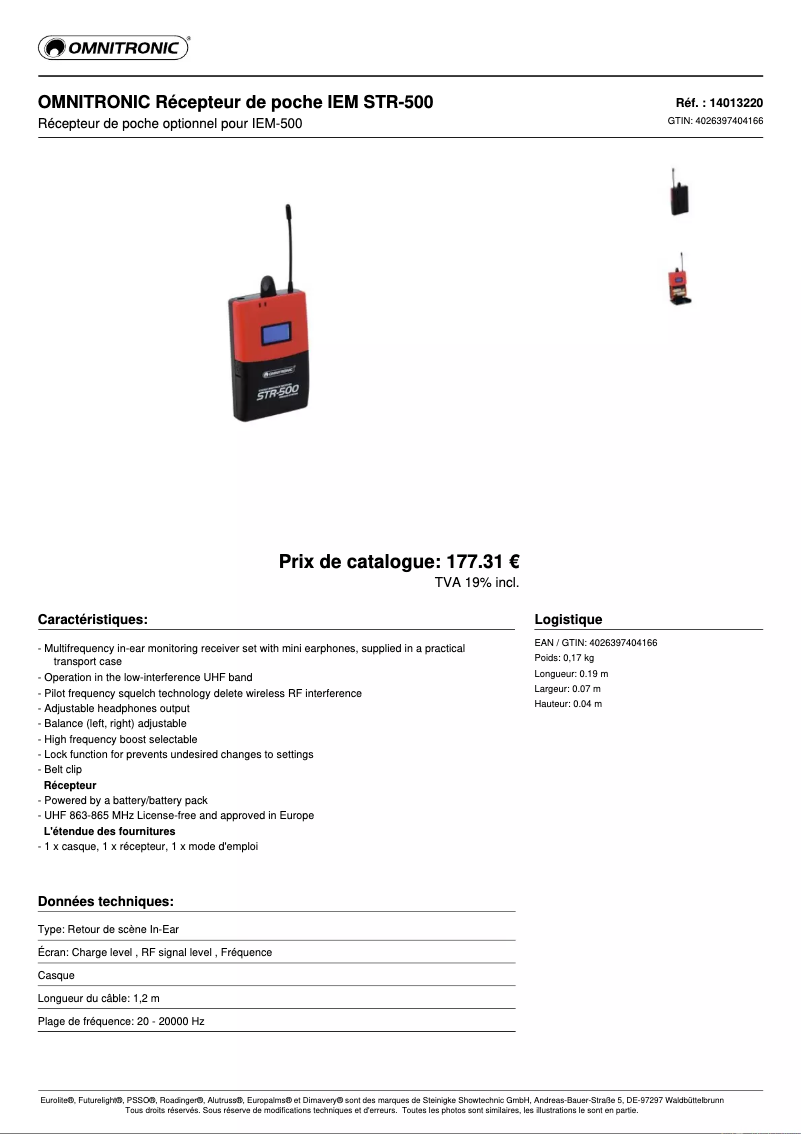 Image de la première page du manuel de l'appareil STR-500