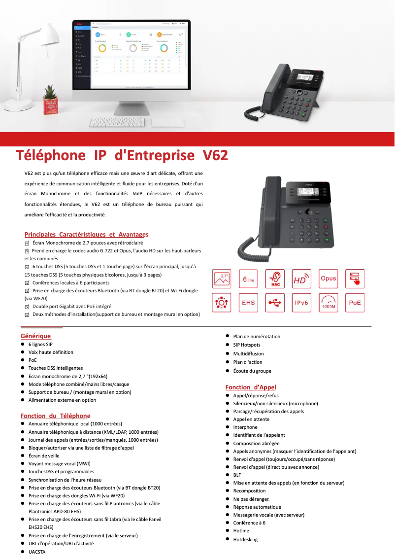 Page 1 of the manual Technical Sheet Fanvil V62