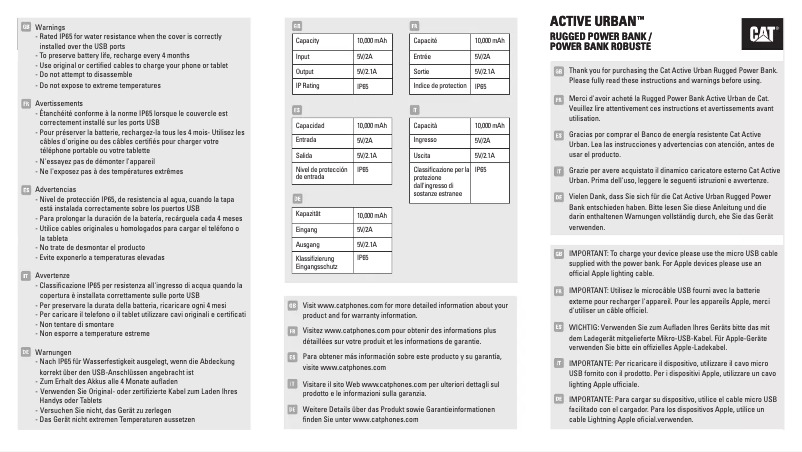 Image de la première page du manuel de l'appareil Active Urban Rugged Powerbank