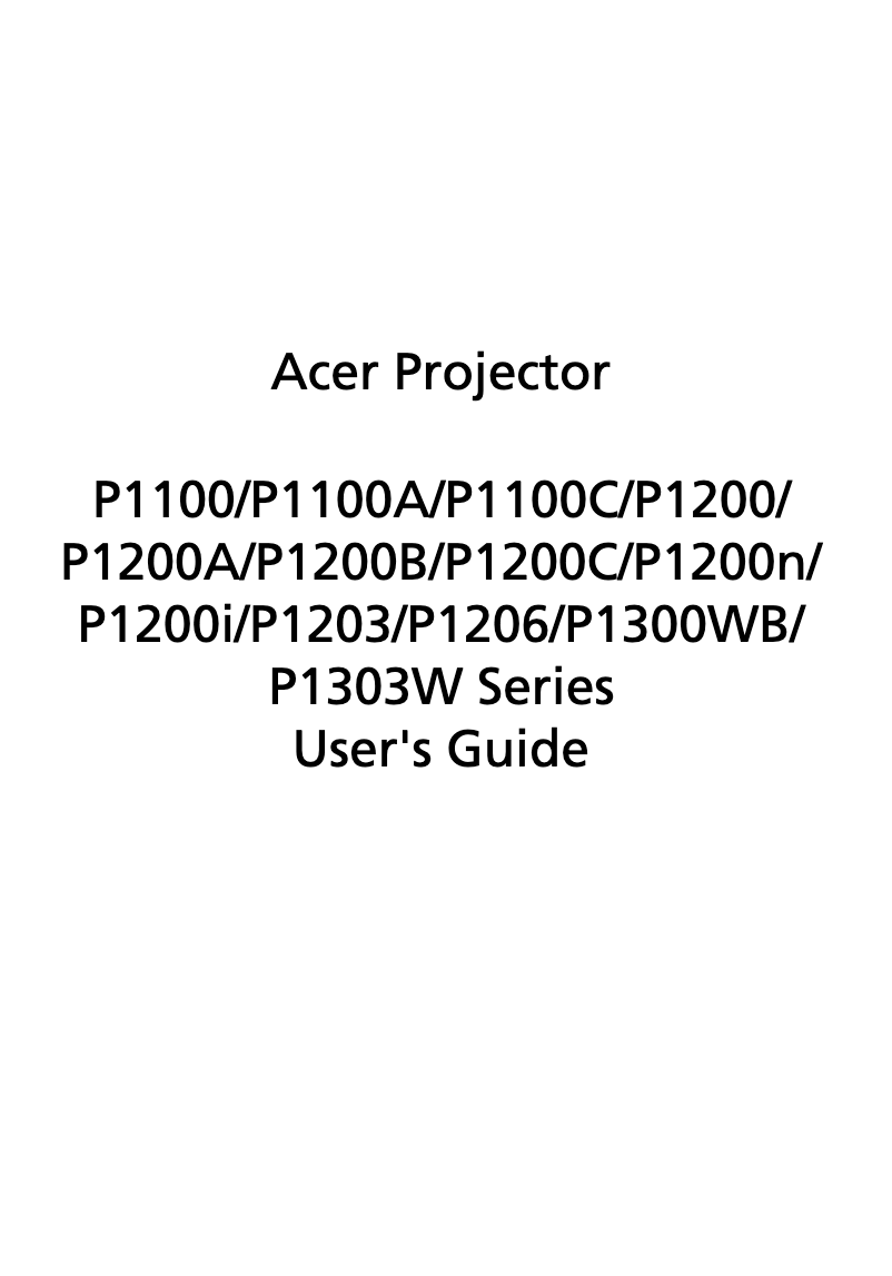 Página 1 del manual Manual de usuario Acer P1200i