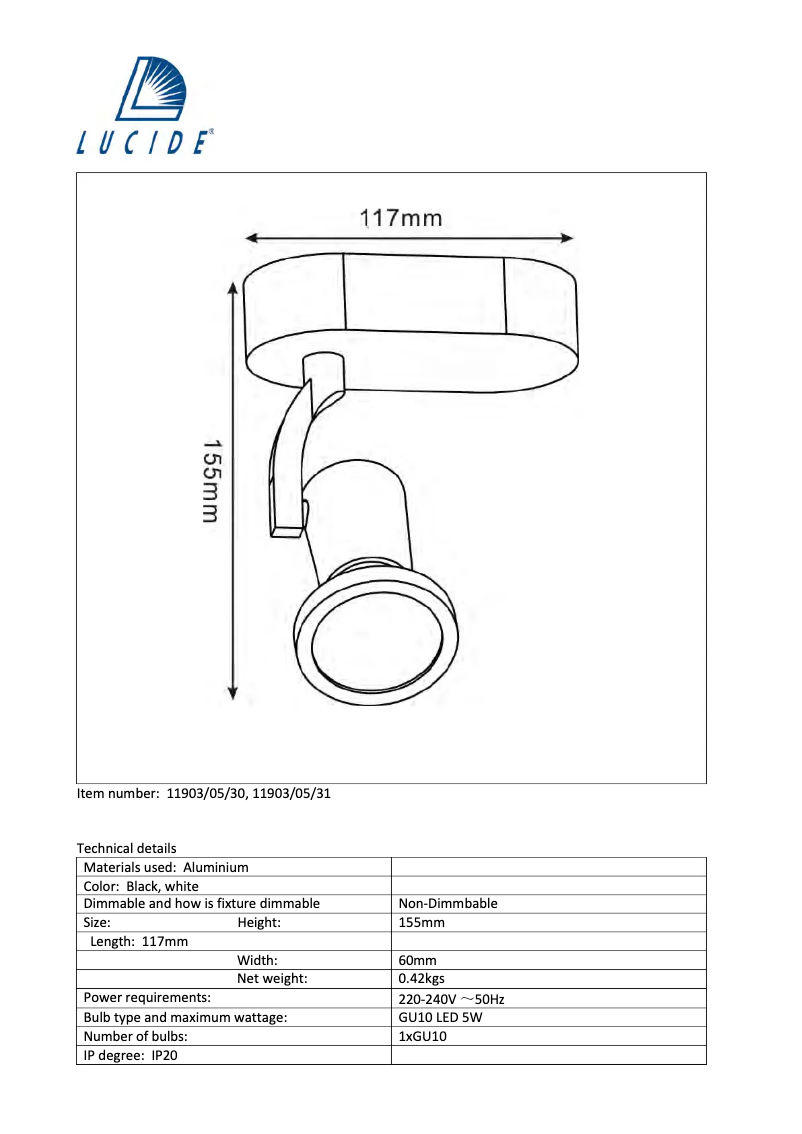 Page n°1 - Manuel utilisateur Lucide Jaster 11903/05/30