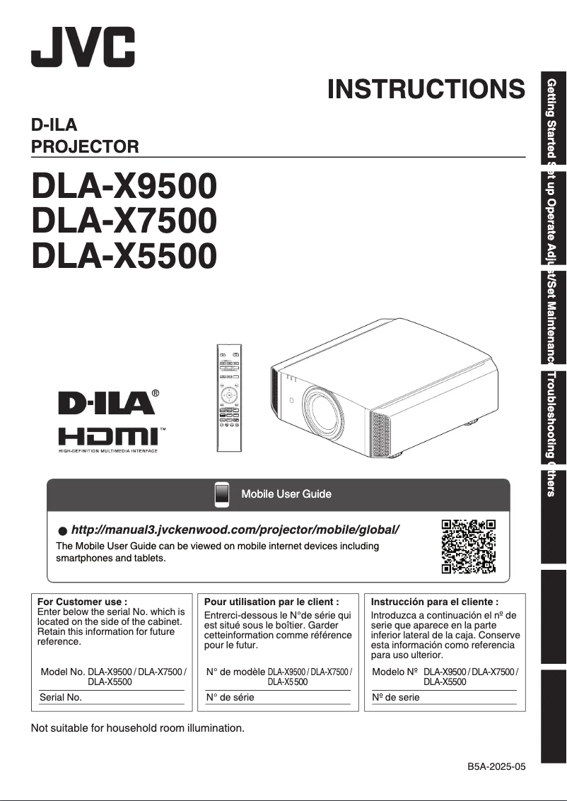 Page 1 de la notice Manuel utilisateur JVC DLA-X5500W