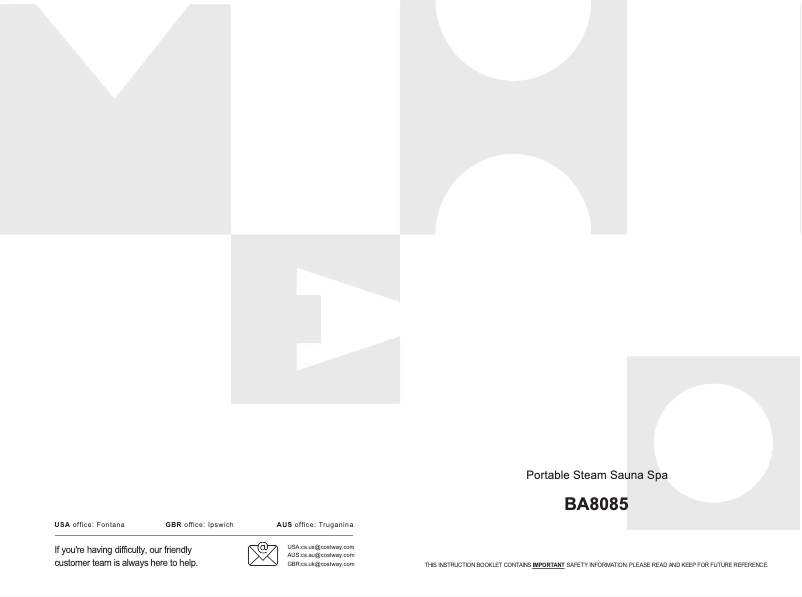 Page n°1 - Manuel utilisateur Costway BA8085