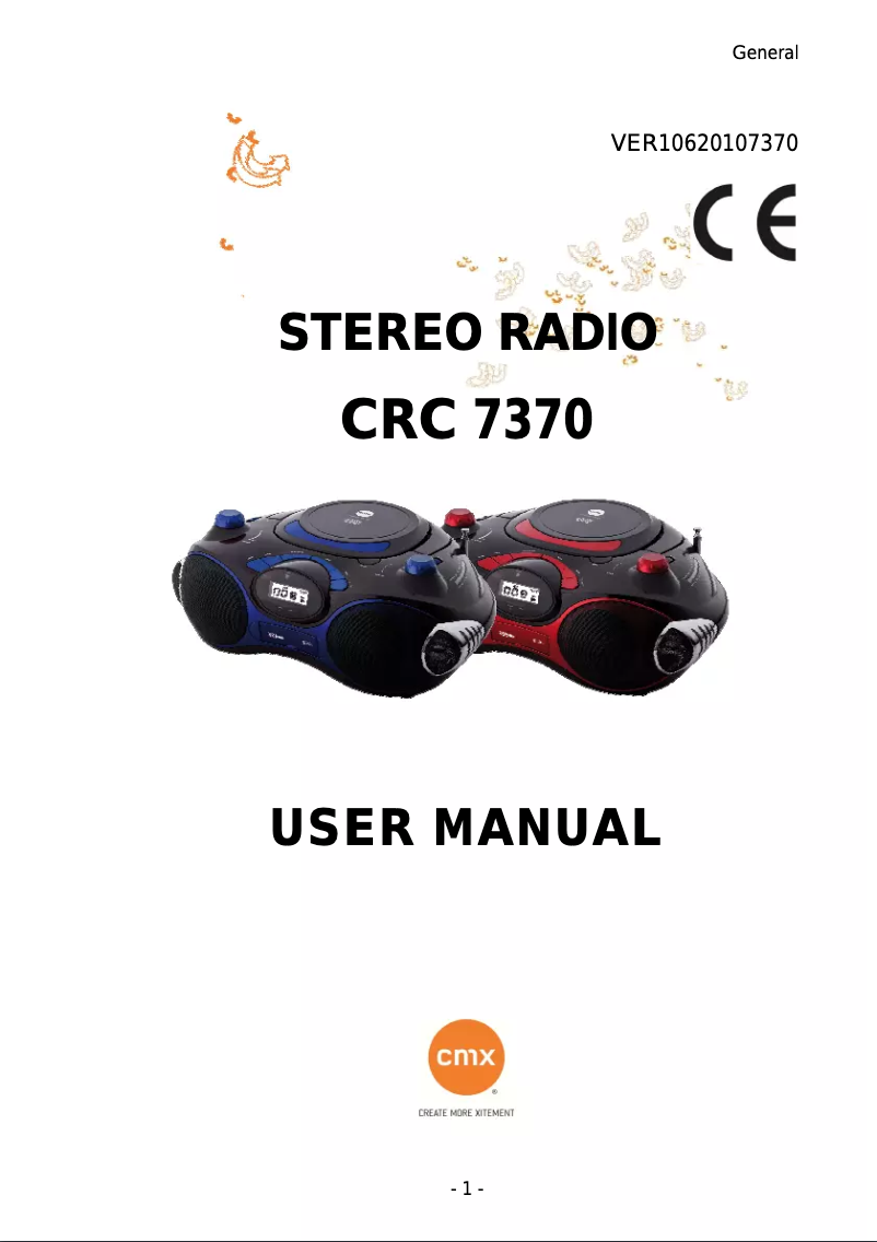 Page n°1 - Manuel utilisateur CMX CRC 7370