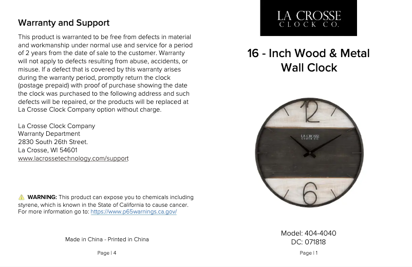 Page 1 de la notice Manuel utilisateur La Crosse Technology 404-4040