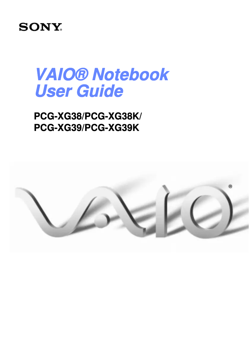 Image de la première page du manuel de l'appareil Vaio PCG-XG38