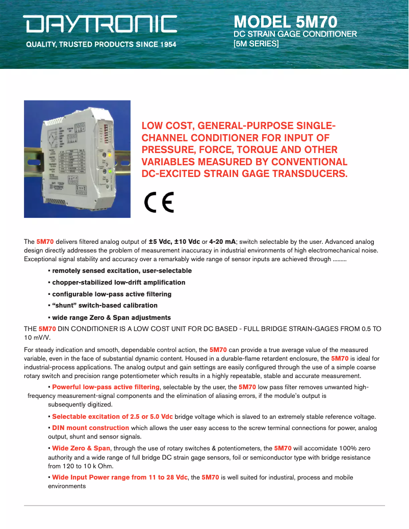 Page 1 de la notice Fiche technique Daytronic 5M70