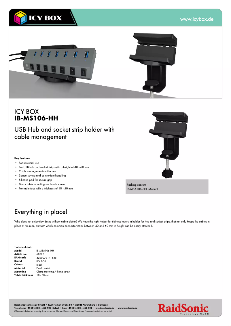 Page n°1 - Fiche technique Icy Box IB-MSA106-HH