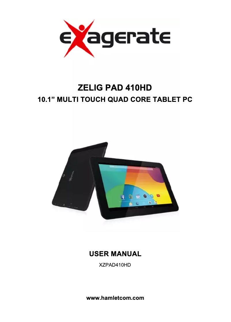 Page 1 de la notice Manuel utilisateur Exagerate Zelig Pad XZPAD410HD