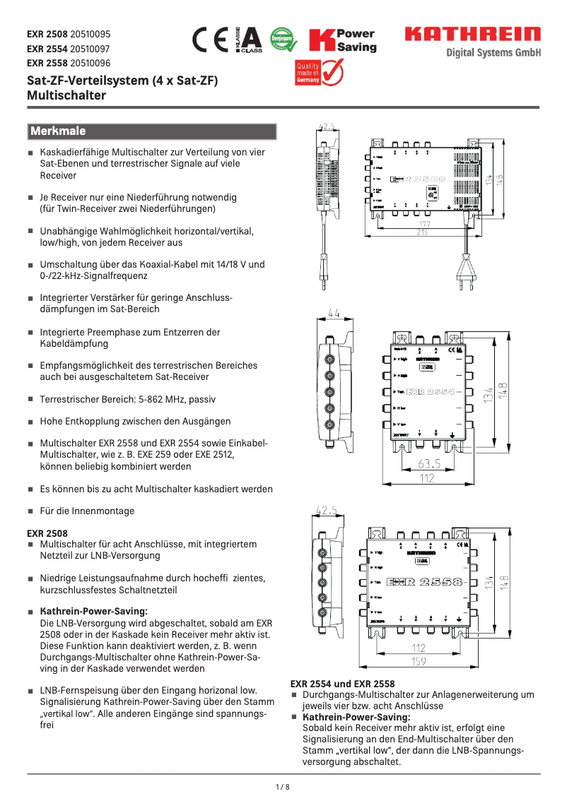 Page n°1 - Fiche technique Kathrein EXR 2558