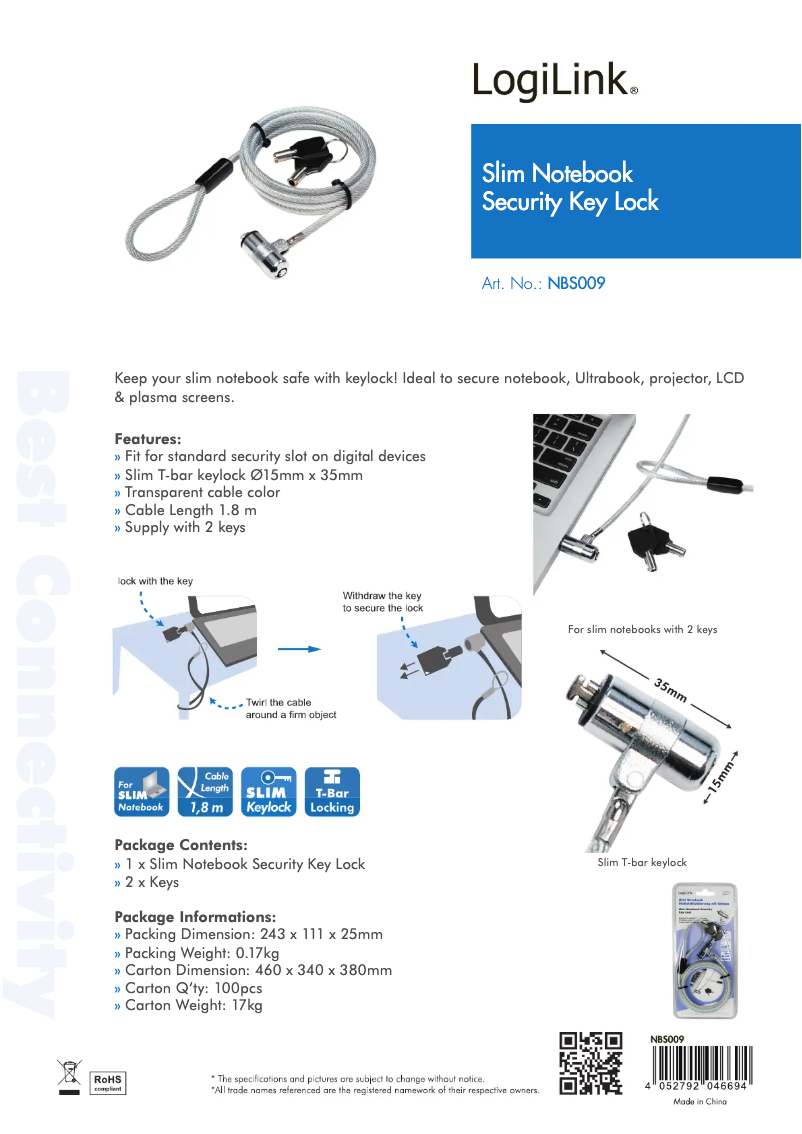 Page n°1 - Manuel utilisateur LogiLink NBS009
